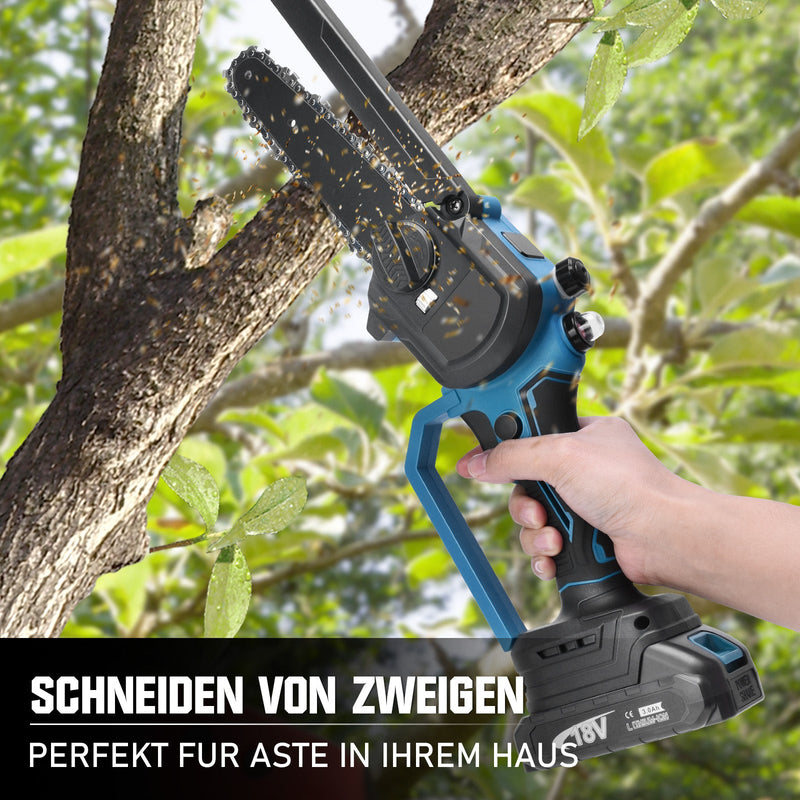450W Mini Akku Kettensäge – leicht, bürstenloser Motor, Garten & DIY