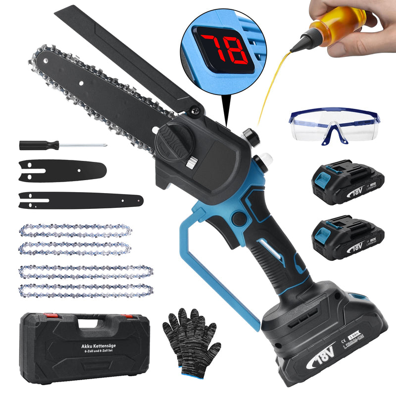 450W Mini Akku Kettensäge – leicht, bürstenloser Motor, Garten & DIY