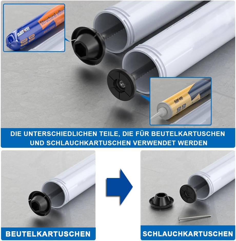 Elektrische Kartuschenpresse Silikonspritze mit 2 Akku 7840N Kartuschenpistole mit LED