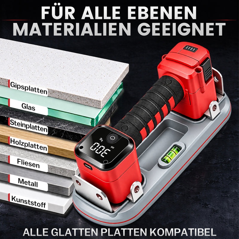 XIIW Akku Vakuumheber 2er Set, 300 kg Elektrischer Fliesenheber mit Automatischer Druckhaltung, Digitalanzeige & 4000mAh Akku