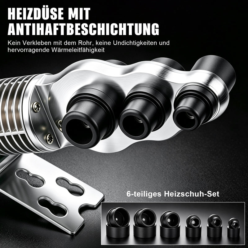 XIIW Muffenschweißgerät 1500 W, Digitalanzeige, 6 Heizschuhe Ø20–63 mm für PPR, PE, PB und PERT