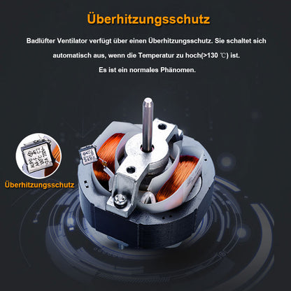 Badlüfter 100mm mit Feuchtigkeitssensor & Timer – Leise, Energiesparend 12W, 34dB, 95m³/h, Abluftventilator mit Rückstauklappe für Bad & Küche