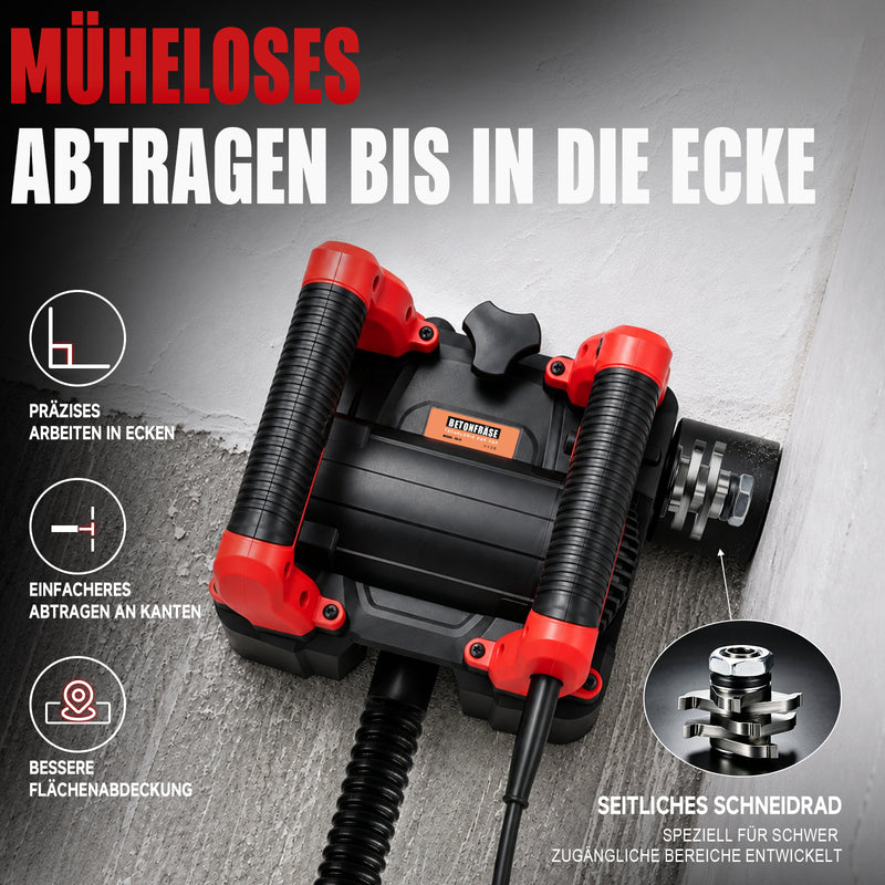 XIIW Wandfräse 1600W, Sanierungsfräse 120 mm mit Seitenfräser, 1000–4000 U/min für Putz, Farbe & Kleberreste