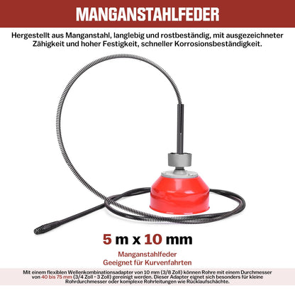 400W 450U/min Elektrische Rohrreinigungsmaschine mit FI-Schalter für Ø30-100mm - XIIW