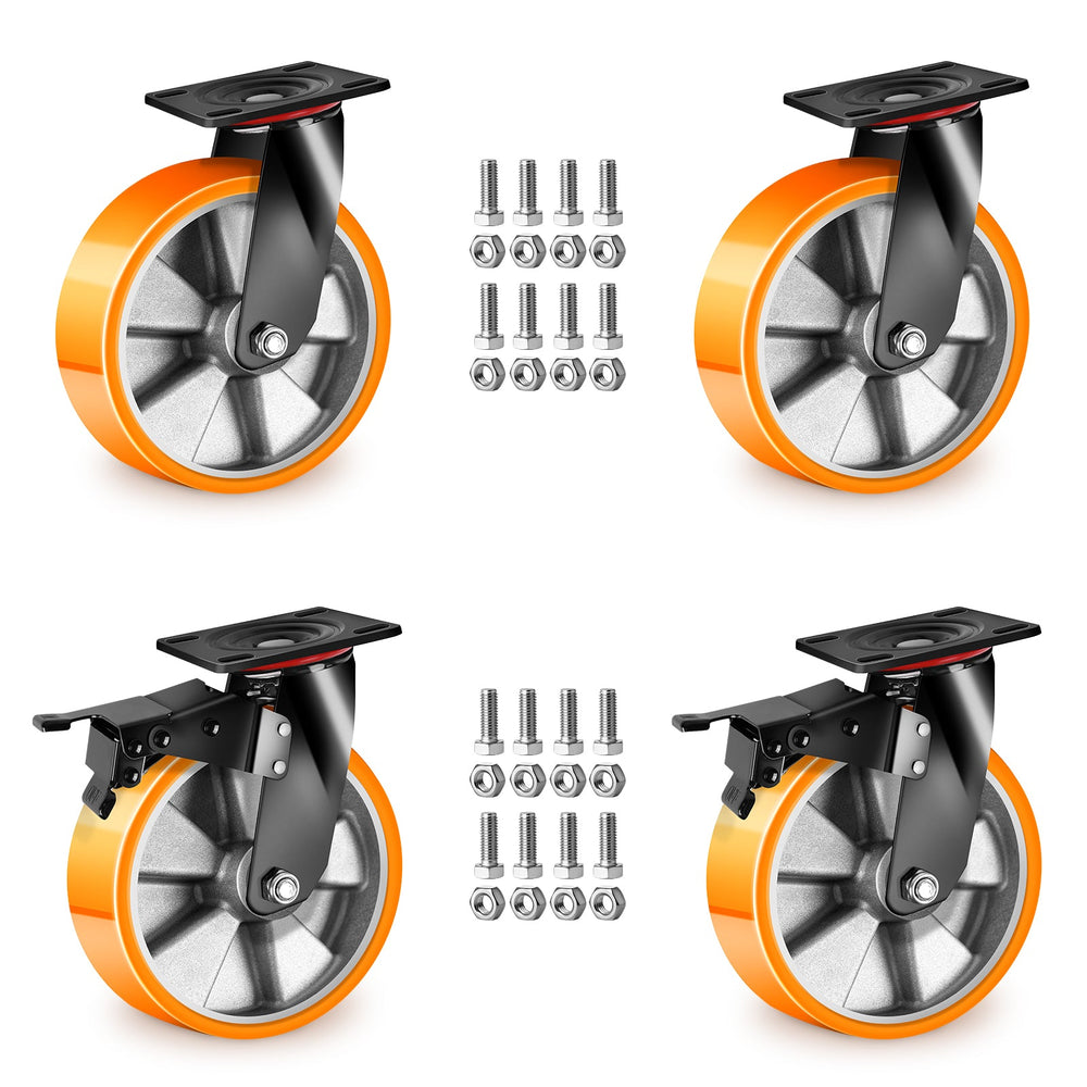 4-pack 125 mm heavy-duty casters – 2 with brakes & 2 swivel, quiet & stable for workshop, home & shelving