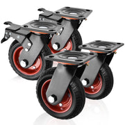 4er - Set 200mm Geländegängige Schwerlastrollen – 2× mit Bremse, 2× drehbar, für Werkstatt, Garten & Transportgeräte