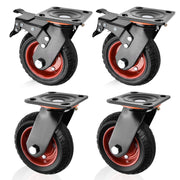 4er - Set 200mm Geländegängige Schwerlastrollen – 2× mit Bremse, 2× drehbar, für Werkstatt, Garten & Transportgeräte