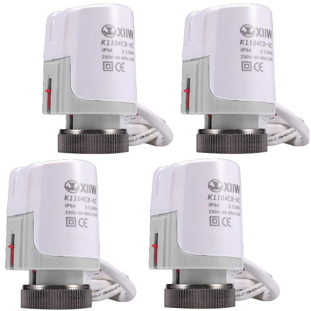 4-delige set elektrische actuator 230V AC – nauwkeurige klepregeling voor verwarmings- en ventilatiesystemen met IP54-bescherming