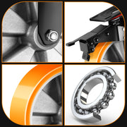 4er - Set Geländegängige Schwerlastrollen 200mm– 2 mit Bremse, 2 drehbar für Werkstatt, Garten & Transportgeräte