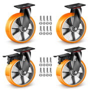 4er - Set Geländegängige Schwerlastrollen 200mm– 2 mit Bremse, 2 drehbar für Werkstatt, Garten & Transportgeräte