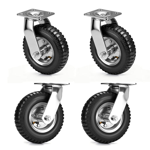 4er Set Pneumatische Lenkrollen 200mm – Geländegängig, Schwerlast, Naturkautschuk & Kugellager