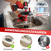 500W Rohrreinigungsgerät mit Manuell - und Bohrerantrieb, 9,5m Spirale, für Haushalt Abflussreinigung