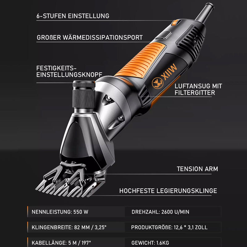 550W Profi - Schafschermaschine – Verstellbare Tierhaarschneidemaschine für Schafe & Hunde mit dickem Fell