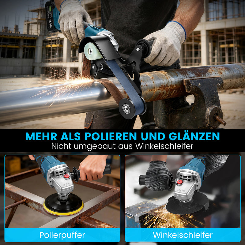 XIIW Akku Rohrbandschleifer 1000 W, 40 x 760 mm, 5500–9000 U/min, 240° Umschlingung, 2 x 4,0 Ah Akkus