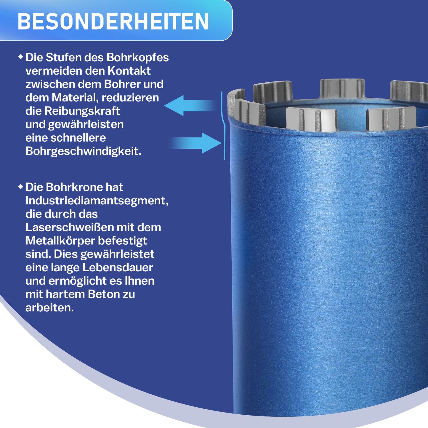 Diamond core bit L 460mm | Ø52mm-Ø200mm | 1 1/4 inch UNC | with turbo segment SDS-PLUS adapter core drill segment height 10mm wet core bit dry core bit laser welded for concrete granite marble stone masonry 