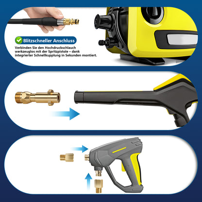 Professioneller Hochdruck-Rohrreinigungsschlauch 4-Schichten-System mit starre & rotierende Düsen, kompatibel mit Kärcher K2-K7, 500 bar
