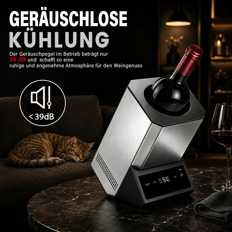 XIIW Elektrischer Weinkühler 5–18 °C, Flaschenkühler bis Ø92 mm mit Touchscreen, 39 dB für Wein, Sekt & Champagner