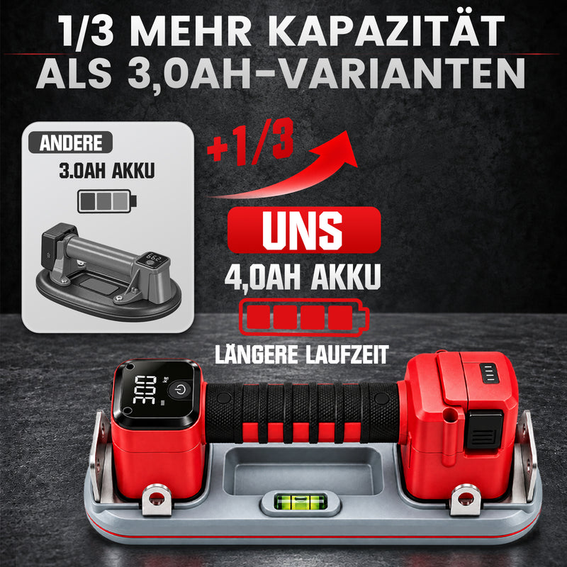 XIIW Akku Vakuumheber 2er Set, 300 kg Elektrischer Fliesenheber mit Automatischer Druckhaltung, Digitalanzeige & 4000mAh Akku