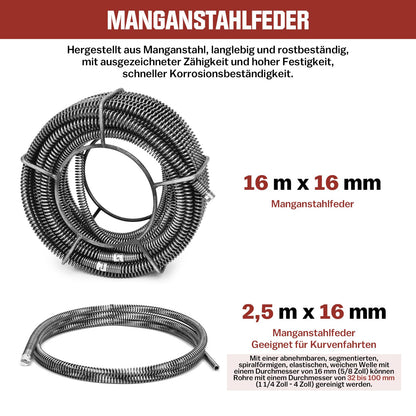 400W 450U/min Elektrische Rohrreinigungsmaschine mit FI-Schalter für Ø30-100mm - XIIW