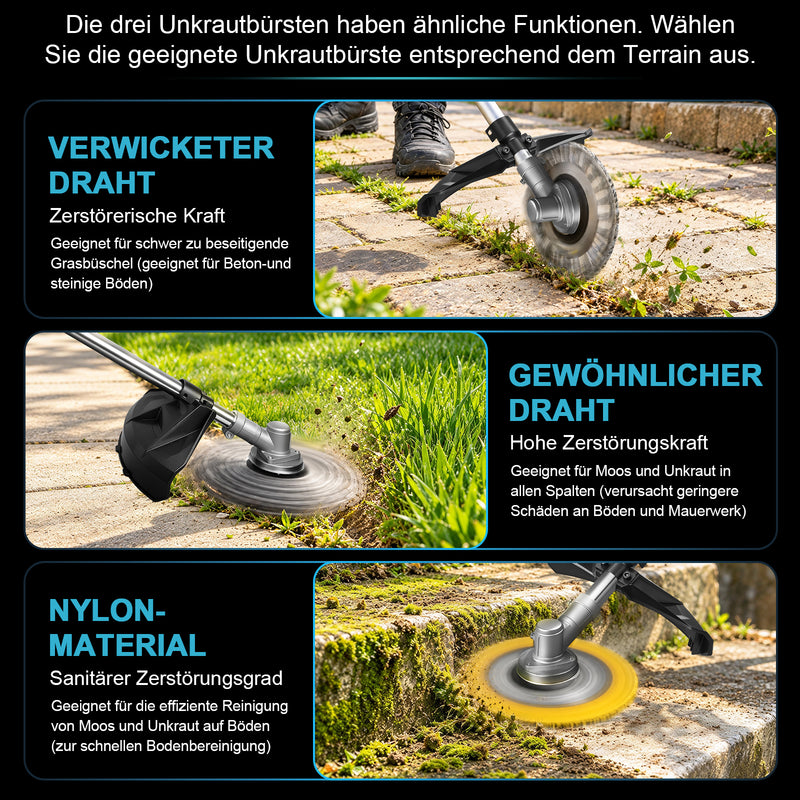 XIIW Akku Freischneider 1680W, Bürstenlos 18800 U/min, 2×4,0Ah Akkus, mit 3 Bürsten, Metallmessern & Sägeblättern