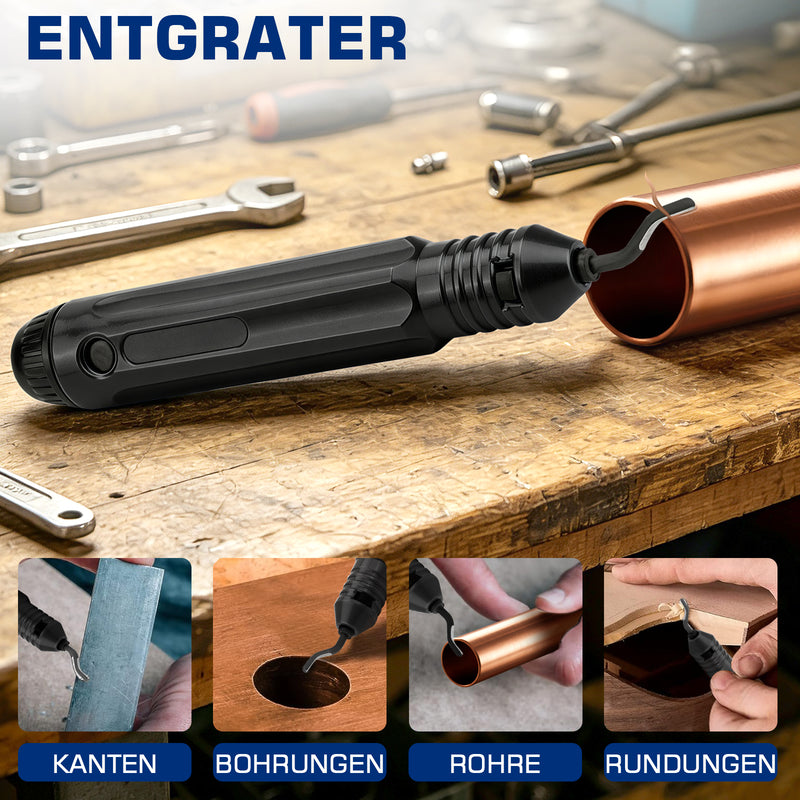 XIIW Hydraulische Presszange 80 kN, V- & TH-Kontur 12–32 mm, 14-teiliges Rohrpresszangen-Set mit Rohrschneidern und Entgrater