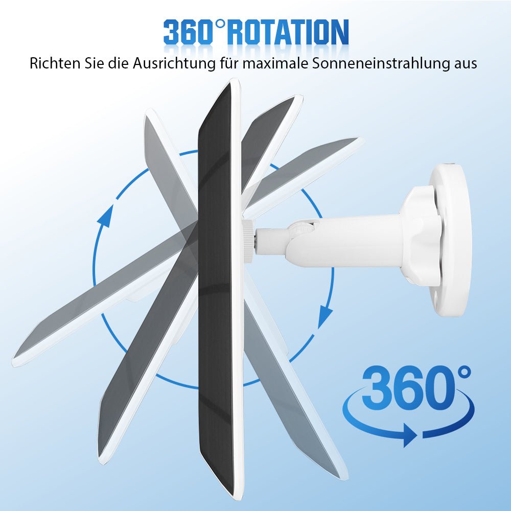 5W Solarmodul für Akku - Überwachungskameras – Outdoor Solarpanel IP65 mit USB/USB - C/DC 3,5 mm für 5V WLAN Kamera