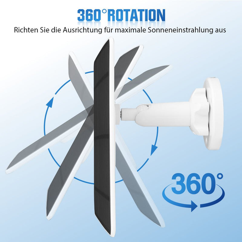 5W Solarmodul für Akku - Überwachungskameras – Outdoor Solarpanel IP65 mit USB/USB - C/DC 3,5 mm für 5V WLAN Kamera