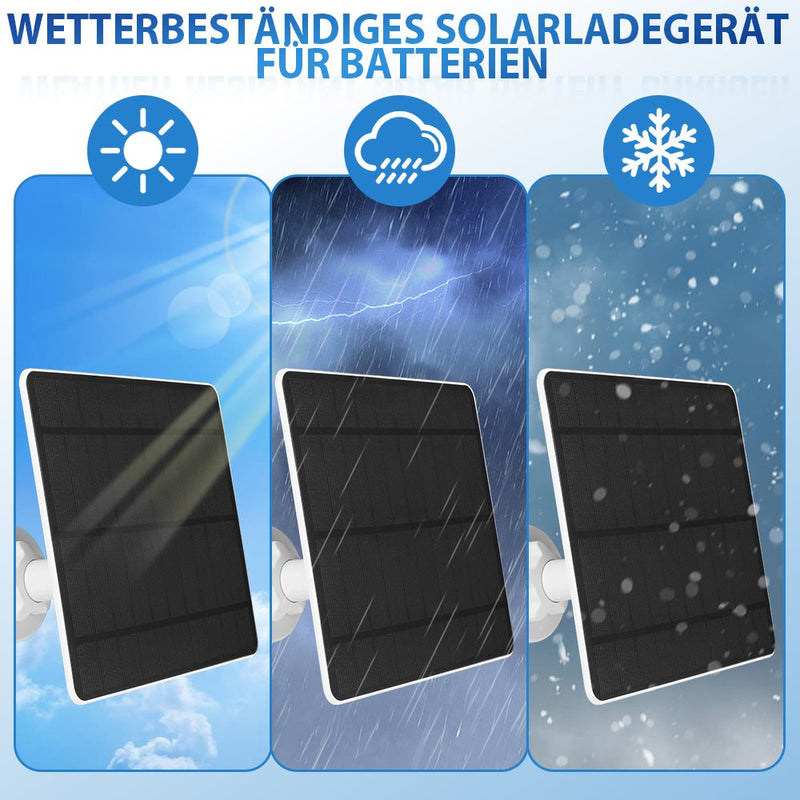 5W Solarmodul für Akku - Überwachungskameras – Outdoor Solarpanel IP65 mit USB/USB - C/DC 3,5 mm für 5V WLAN Kamera