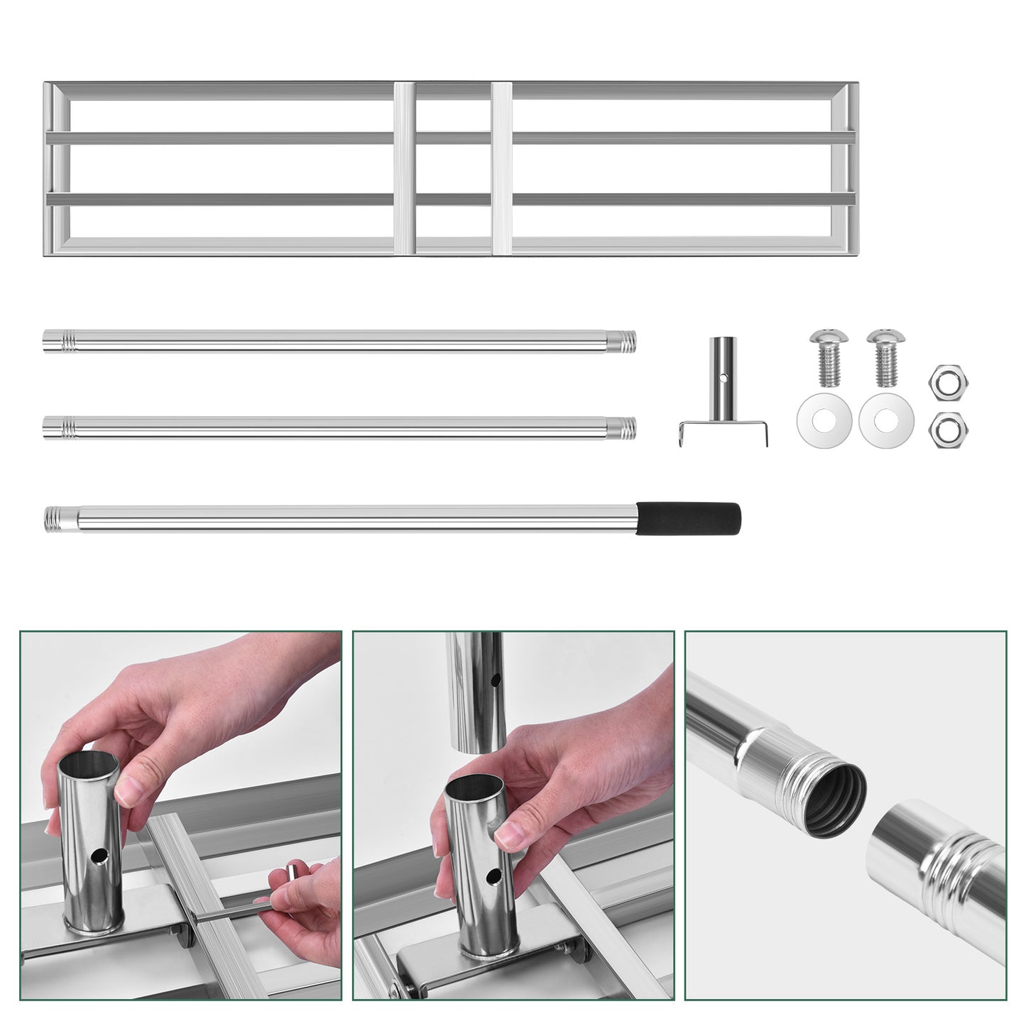 120x25 cm Edelstahl Rasen Nivellierrechen Profi Levelingrake Leveler Lawnleveling für Sanden Hinterhof Bode