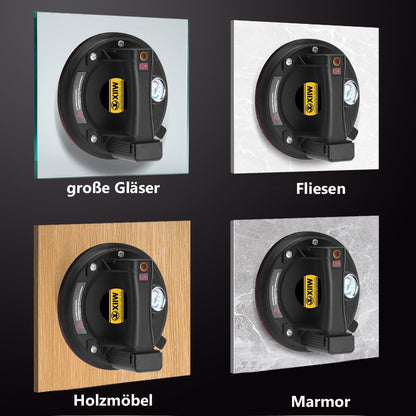 Mit 2X Akku & Manometer, Elektrischer Saugheber Max. 300KG | Selbst Nachsaugend Glasheber 8" - XIIW
