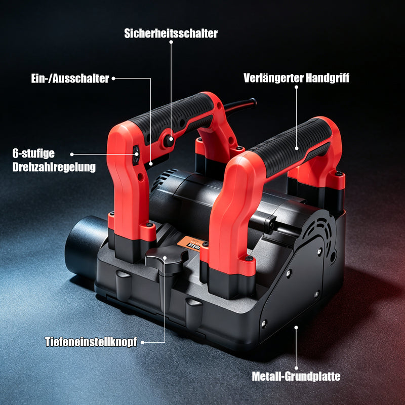 XIIW Wandfräse 1600W, Sanierungsfräse 120 mm mit Seitenfräser, 1000–4000 U/min für Putz, Farbe & Kleberreste