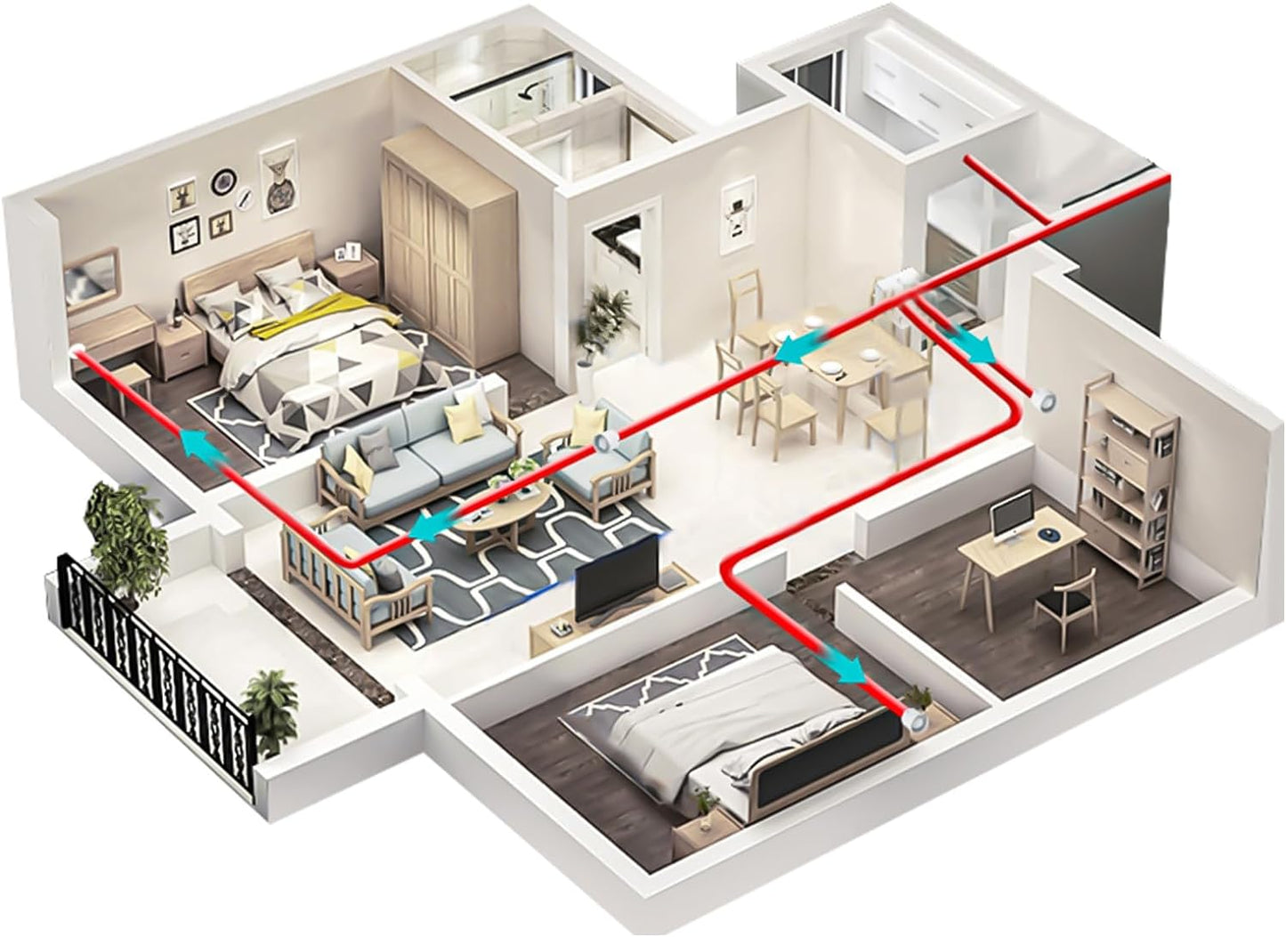 Kanal Rohrventilator, Inline-Abluftventilator 100 mm,130 m³/h,3M Kabel mit Schalterknopf