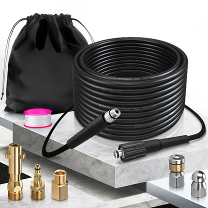 Professioneller Hochdruck-Rohrreinigungsschlauch 4-Schichten-System mit starre & rotierende Düsen, kompatibel mit Kärcher K2-K7, 500 bar