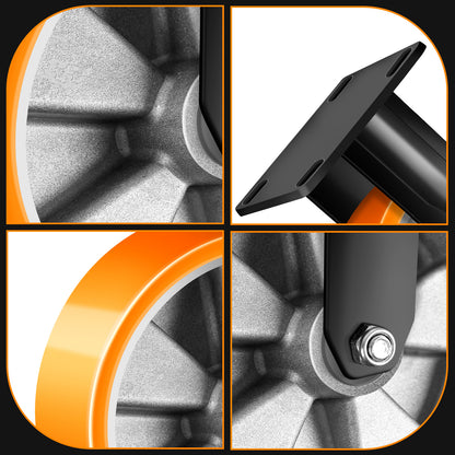 2×200mm Schwerlast-Lenkrollen – 360° drehbar, leise & stark für Werkstatt, Garage & Pflegewagen