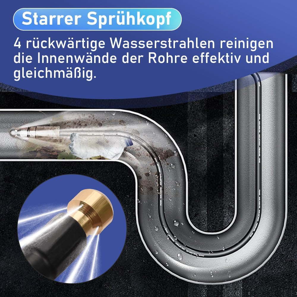 10-30m Rohrreinigungsschlauch Max. 180Bar mit M22 Adapter für Kärcher K2-K7