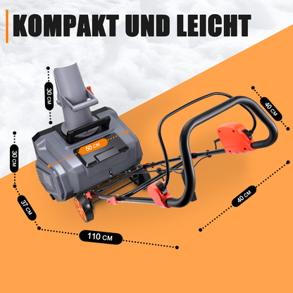Kabelloser Elektrischer Schneefräser 1500W – 46cm Breite, 40V Akku, Leicht & Leistungsstark für Gehwege, Fahrbahnen & Gärten