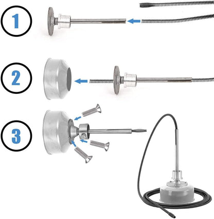 Drain Clean Rohrreinigungsgerät  39.5m Spirale | 500W 450PRMM | für Ø30-100mm Rohrleitungen | 8 Köpfe | - XIIW