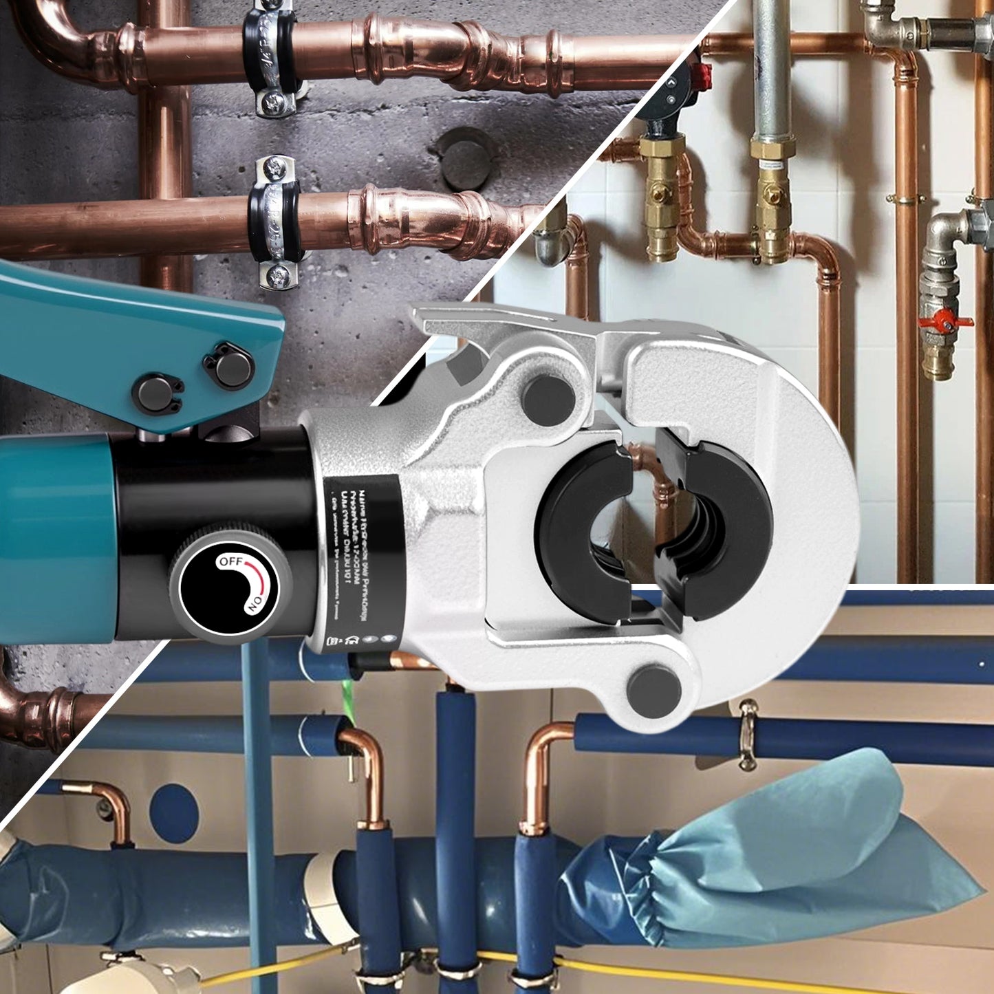 Hydraulische Presszange V-Kontur Set 12–28mm – Profi Verpressung für Kupfer-, Edelstahl- & Verbundrohre