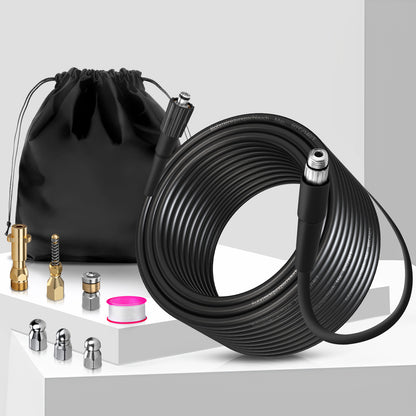 Professioneller Hochdruck-Rohrreinigungsschlauch mit 3-Schichten-System und 5 Düsen für Kärcher K2-K7 Hochdruckreiniger, bis 400 bar Betriebsdruck