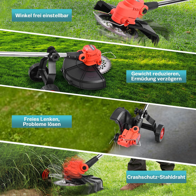 800W Bürstenloser Rasentrimmer für Makita 18V Akku, inkl. Schneidedraht, Metallklingen & Unkrautbürste – Effizient & Stromsparend für Gartenarbeit