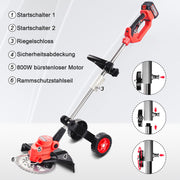 800W Bürstenloser Rasentrimmer für Makita 18V Akku, inkl. Schneidedraht, Metallklingen & Unkrautbürste – Effizient & Stromsparend für Gartenarbeit