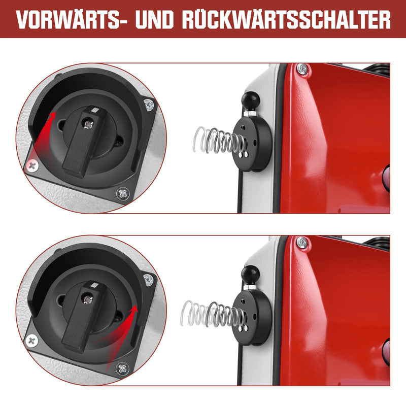 850W Rohrreinigungsmaschine mit 14m Ø22mm,14.5m Ø16mm, 5m Ø10mm Spirale für Ø20 - 200mm Rohrleitungen 450U/M