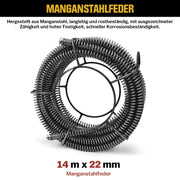 850W Rohrreinigungsspirale – Profi Rohrreiniger Maschine für Abwasserrohre, Rohrfräse zur Beseitigung von Verstopfungen