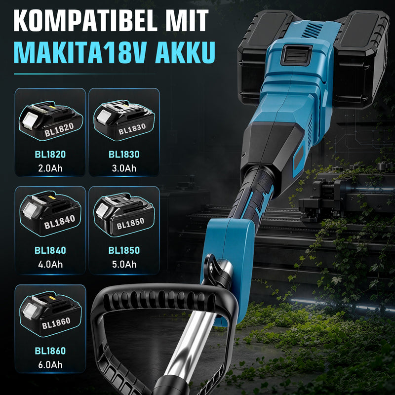 XIIW Akku Freischneider 1680W, Bürstenlos 18800 U/min, 2×4,0Ah Akkus, Motorsense mit 3 Bürsten, Metallmesser & Sägeblättern