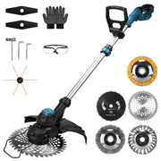 980W Akku Rasentrimmer Bürstenlos 14800 U/min Freischneider Unkrautbürste mit Sägeblatt Makita 18V kompatibel Garten Trimmer Multitool