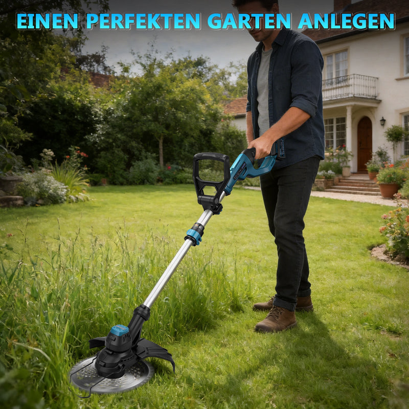 980W Akku Rasentrimmer Bürstenlos 14800 U/min Freischneider Unkrautbürste mit Sägeblatt Makita 18V kompatibel Garten Trimmer Multitool