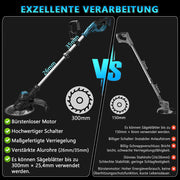 980W Akku Rasentrimmer Bürstenlos 18V mit 2 Akkus, Unkrautbürste & Sägeblatt, Freischneider Makita kompatibel