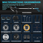980W Akku Rasentrimmer Bürstenlos 18V mit 2 Akkus, Unkrautbürste & Sägeblatt, Freischneider Makita kompatibel