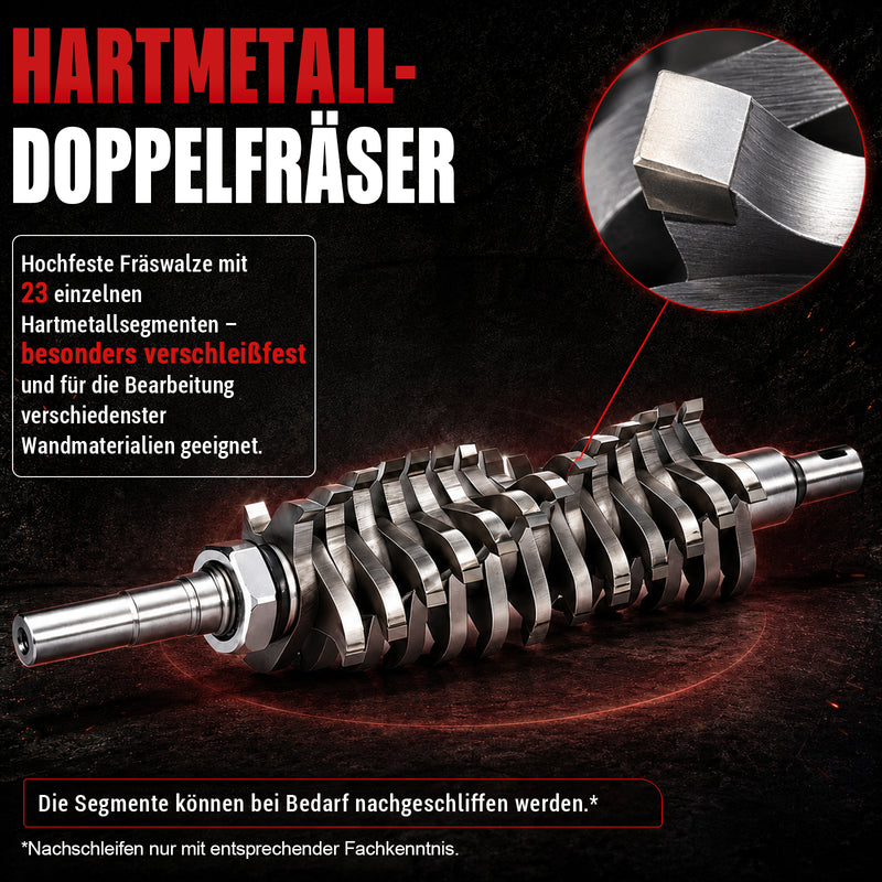 XIIW Wandfräse 1600W, Sanierungsfräse 120 mm mit Seitenfräser, 1000–4000 U/min für Putz, Farbe & Kleberreste