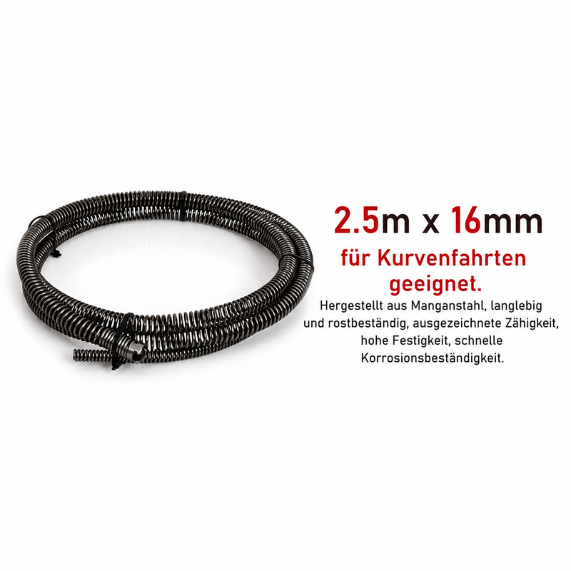 Rohrreinigungsmaschine Federspirale Ø16mm x 2.5m